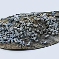 Small Gray Stones Scattered On Large Natural Wood Surface Texture 3d model