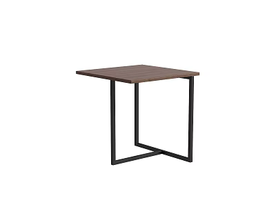 Modern Minimalist Square Desk Featuring Wooden Top And Black Metal Frame 3d model