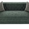 Dark Green Velvet Tufted Sectional Sofa With Decorative Pillows And Gold Legs