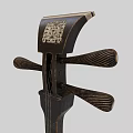 Traditional Wooden String Instrument With Long Neck Round Resonator And Tuning Pegs