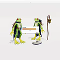 Two Game Anime Green Frog Characters With Cloaks Backpacks Lantern And Book