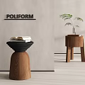 Quiet Antique Style Side Corner Round Side Low Stool Wooden Stool Dressing Stool 3d model