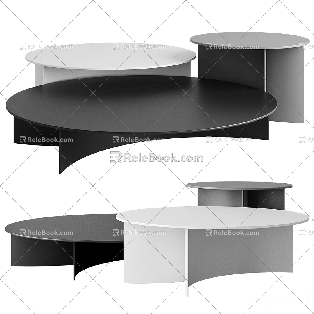 Modern Coffee Table Round Table Side Letter Coffee Table Coffee Table Combination Simple Coffee Table Round Coffee Table 3d model