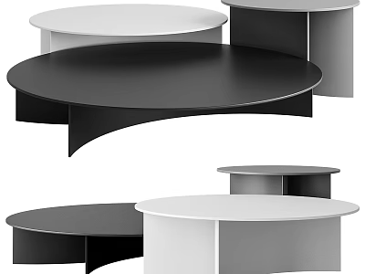 Modern Round Black And White Coffee Tables For Stylish Living Room Decor 3d model