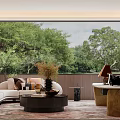 Modern Luxury Clubhouse Interior With Comfortable Sofas Coffee Tables And Pendant Lights