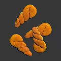 Golden Twisted Baked Bread Rolls With Crispy Surface And Fluffy Texture 3d model