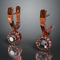 Elegant Rose Gold Earrings With Sparkling Gemstone And Crystal Inlaid Design