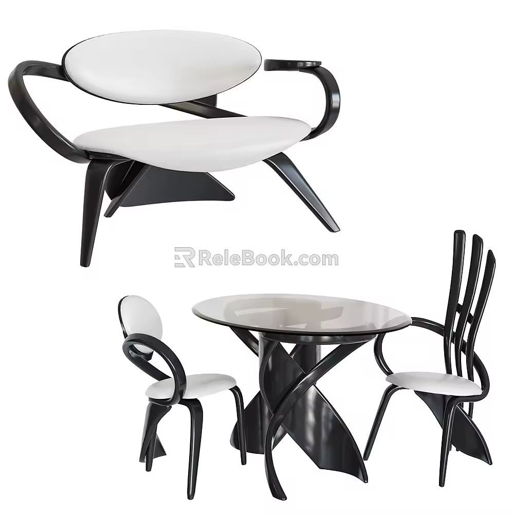 Modern leisure table and chair combination negotiation table and chair combination bench art table and chair table and chair combination 3d model