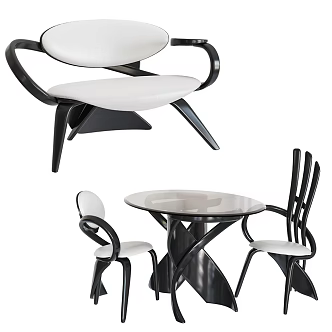 Modern leisure table and chair combination negotiation table and chair combination bench art table and chair table and chair combination 3d model