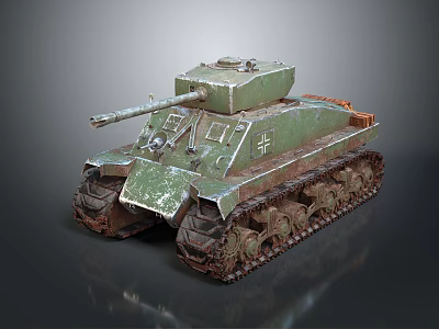 Green Military Tank With Gun Barrel Tracks Turret And Weathered Exterior Details 3d model