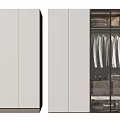 Modern Wardrobe With Glass Door Hanging Clothes And Storage Compartments Design