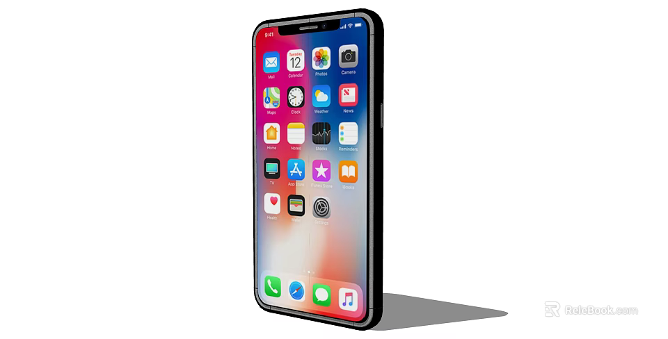 Modern Smartphone With Colorful App Icons On Large Display Screen 3d model 