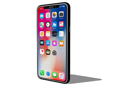 Modern Smartphone With Colorful App Icons On Large Display Screen 3d model