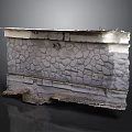 Wood And Stone Decorative Wall Structure With Textured Masonry And Wooden Base