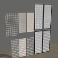 Modern Glass Partition Screens With Various Grid Patterns And Textured Designs 3d model