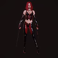 Portrait of a Woman with Red Hair in Black Leather Corset Red Accents and Necklace