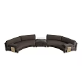 Curved Dark Gray Fabric Sectional Sofa with Ottoman and Metal Legs for Living Room