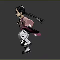 Anime Style Girl With Pigtails In Pink Top Playing With Panda Plush Toy