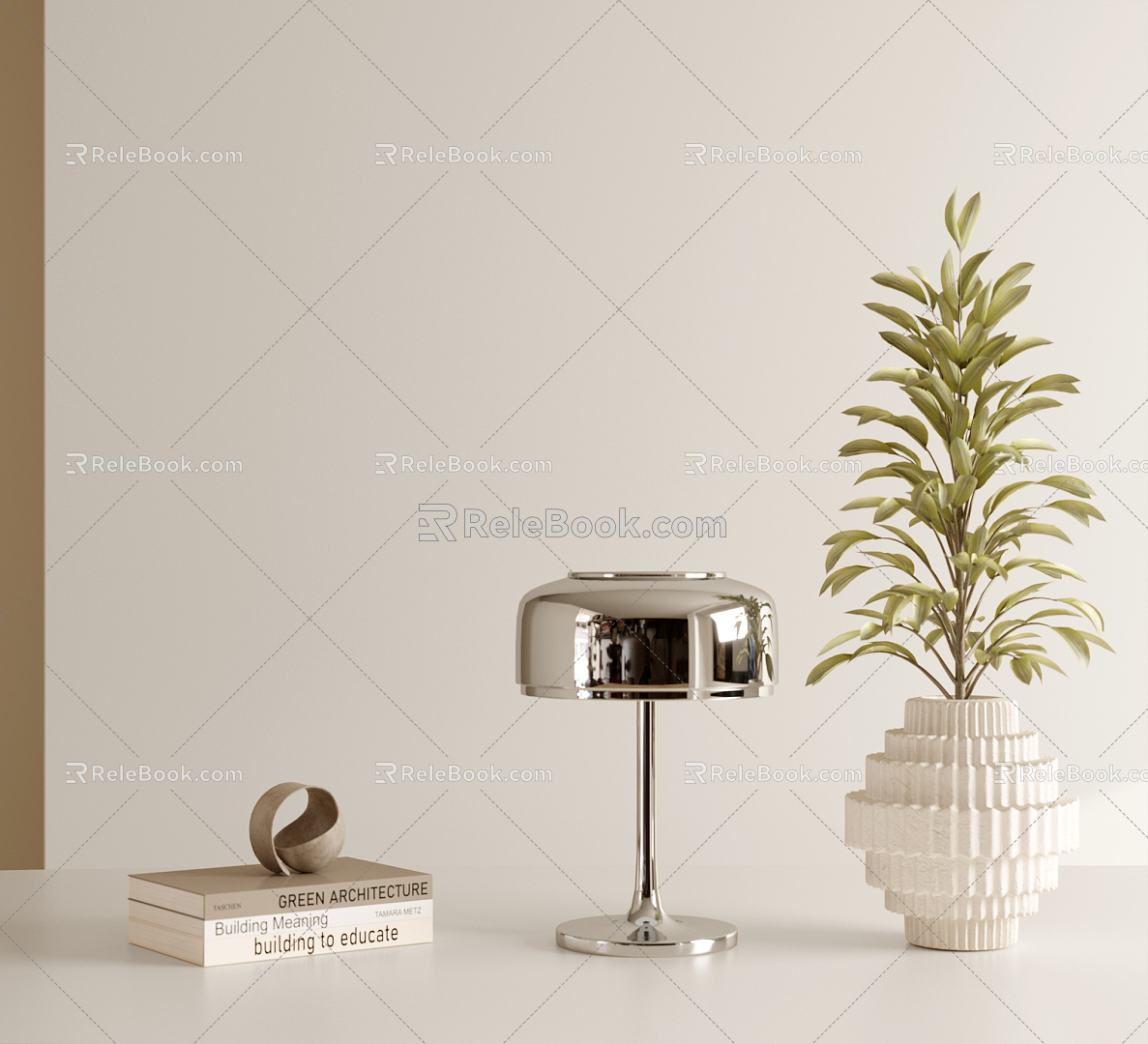 Modern Table Lamp Jewelry Ornaments Combination Jewelry Ornaments Books Vase Green Plant model