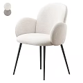 Beige Upholstered Stool with Armrests and Black Metal Legs Modern Contemporary Design