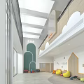 Modern Kindergarten Corridor With Wooden Accents And Playful Decor