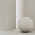 White Cylindrical And Spherical Design Components In Modern Minimalist Interior With Light Background 3d model