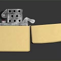 Gold Metal Lighter With Open Lid And Shiny Textured Surface Design
