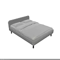 Modern Upholstered Double Bed Frame With Gray Headboard And White Bedding 3d model