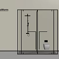 Poliform Modern Shower Head in Gold Frame Shower Enclosure with White Toilet