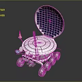 Lunar Rover With Large Solar Panel Multiple Wheels And Communication Antenna