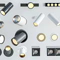 Various Modern Downlights And Spotlights In Different Colors For Ceiling Lighting 3d model