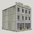 Commercial Complex With Multi Storey Classical Facade And Traditional Windows Doors 3d model