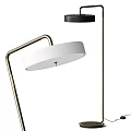 Modern Floor Lamp With Curved Metal Stand And White Circular Shade Contemporary Home Decor