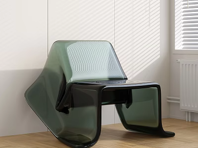 Modern Green Transparent Plastic Leisure Chair With Unique Curved Structure And Natural Light 3d model