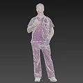 Man Standing Wearing Purple Medical Scrubs Holding Stethoscope Against Gray Background