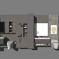 Modern Bathroom Vanity With Marble Countertop Mirror And Storage Cabinets 3d model