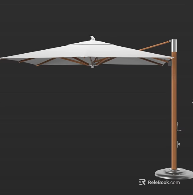 Outdoor White Sunshade With Wooden Pole And Durable Canopy Design 3d model 