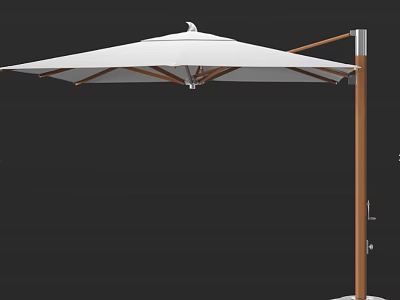 Outdoor White Sunshade With Wooden Pole And Durable Canopy Design 3d model