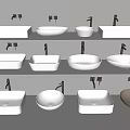 Different Shaped Modern Washbasins With Faucets In Ceramic Design 3d model