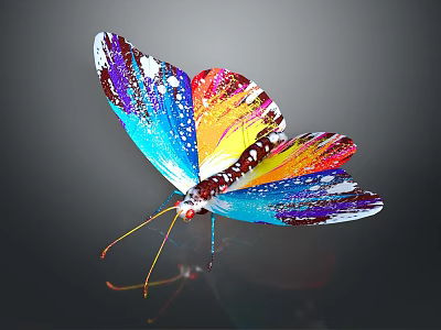 Colorful Artistic Butterfly With Vibrant Multicolored Wings And Decorative Pattern Design 3d model
