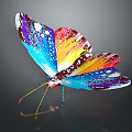 Colorful Artistic Butterfly With Vibrant Multicolored Wings And Decorative Pattern Design