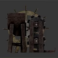 Vintage Industrial Metal Equipment With Square Box Bladed Wheel And Cylindrical Rollers