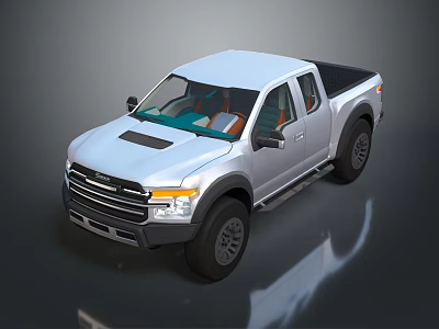 Sleek Silver Pickup Truck With Crew Cab And Off Road Wheels Design 3d model
