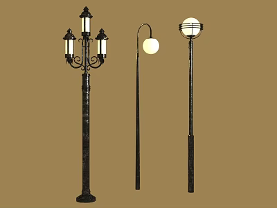 Modern And Vintage Outdoor Furniture Street Lamps With Three Distinct Designs 3d model