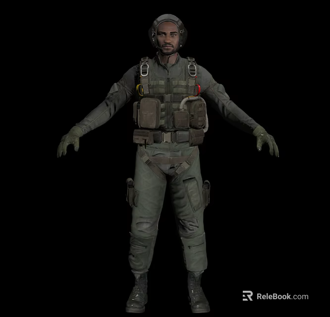 Military Character in Tactical Combat Gear and Full Uniform Equipment 3d model 