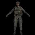 Military Character in Tactical Combat Gear and Full Uniform Equipment