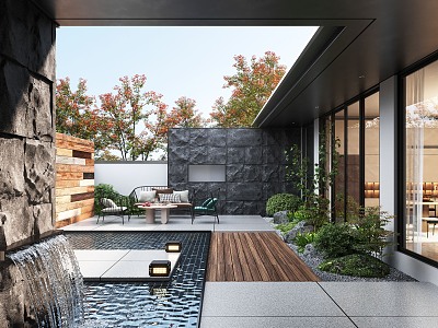 Modern courtyard landscape 3d model