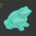 Decorative Turquoise and Orange Frog Sculpture with Bumpy Texture on Dark Background 3d model