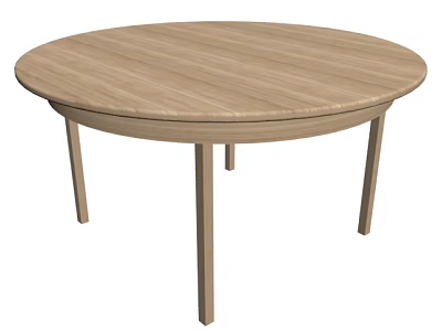 Simple Round Wooden Dining Table With Smooth Surface And Four Legs 3d model