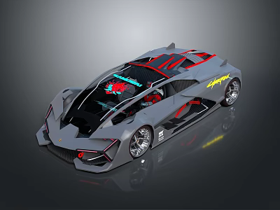 Futuristic Supercar With Sleek Aerodynamic Body And Red Accent Styling 3d model